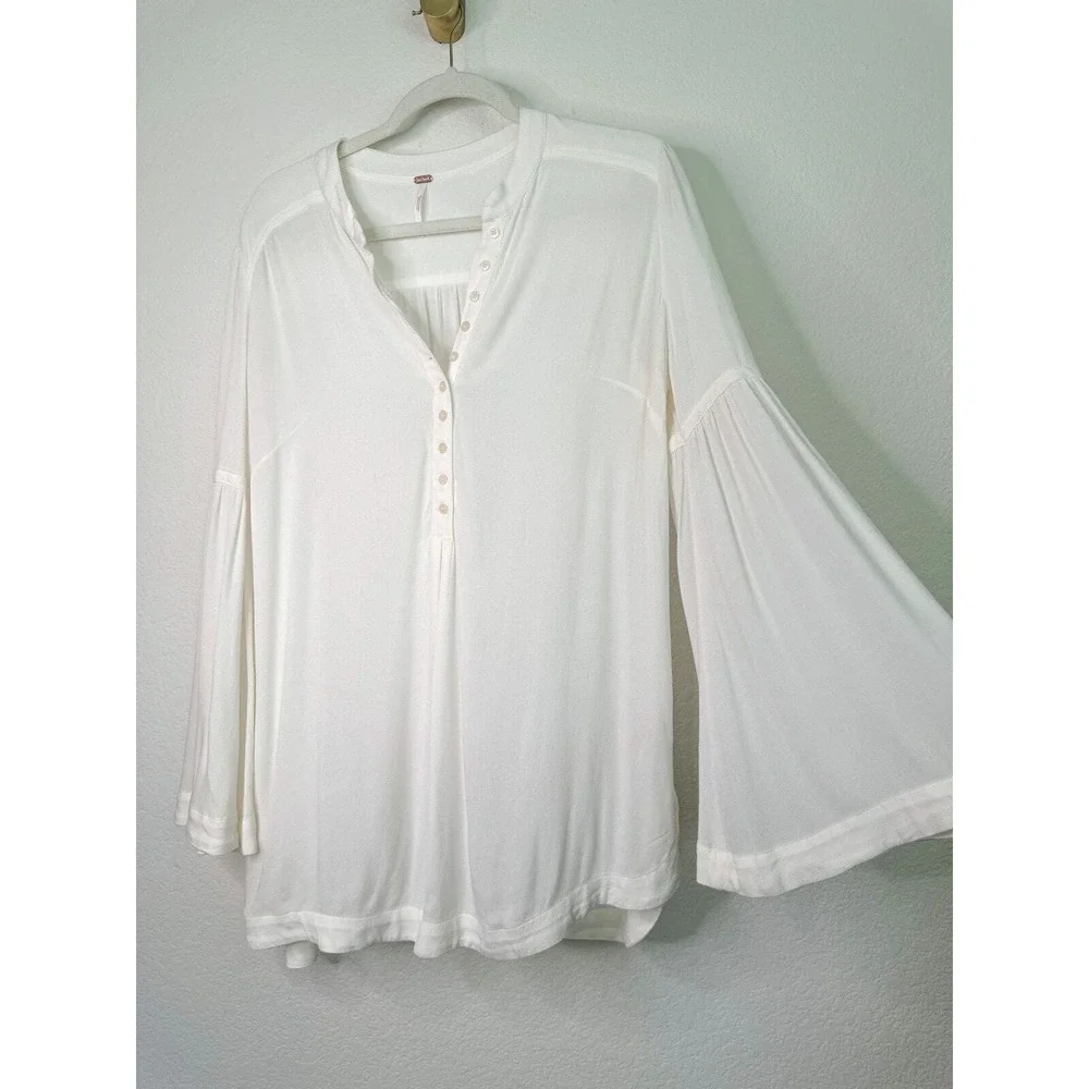 Free‎ People Easy Girl White Bell Sleeve Tunic Top